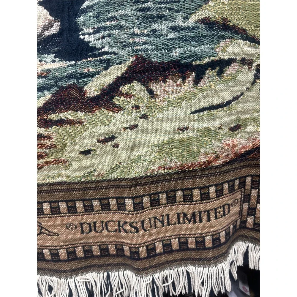 Vtg Ducks Unlimited Throw Blanket Wall Tapestry Mallard Ducks  66